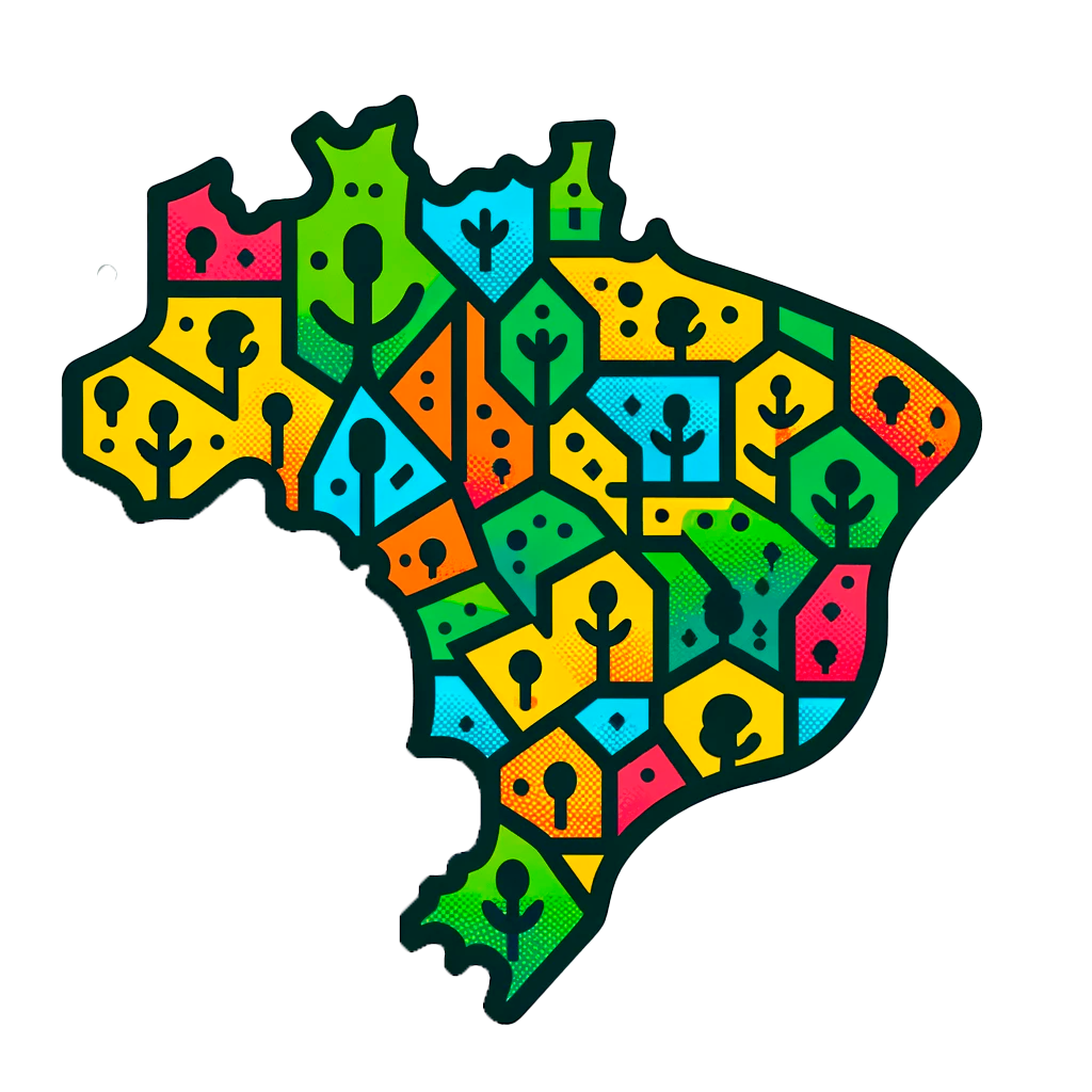 DALL·E 2023-12-08 03.04.32 - Icon for 'Projetos em mais de 50 municípios'_ A colorful map of Brazil with 50+ green trees scattered over it, representing various municipalities in_